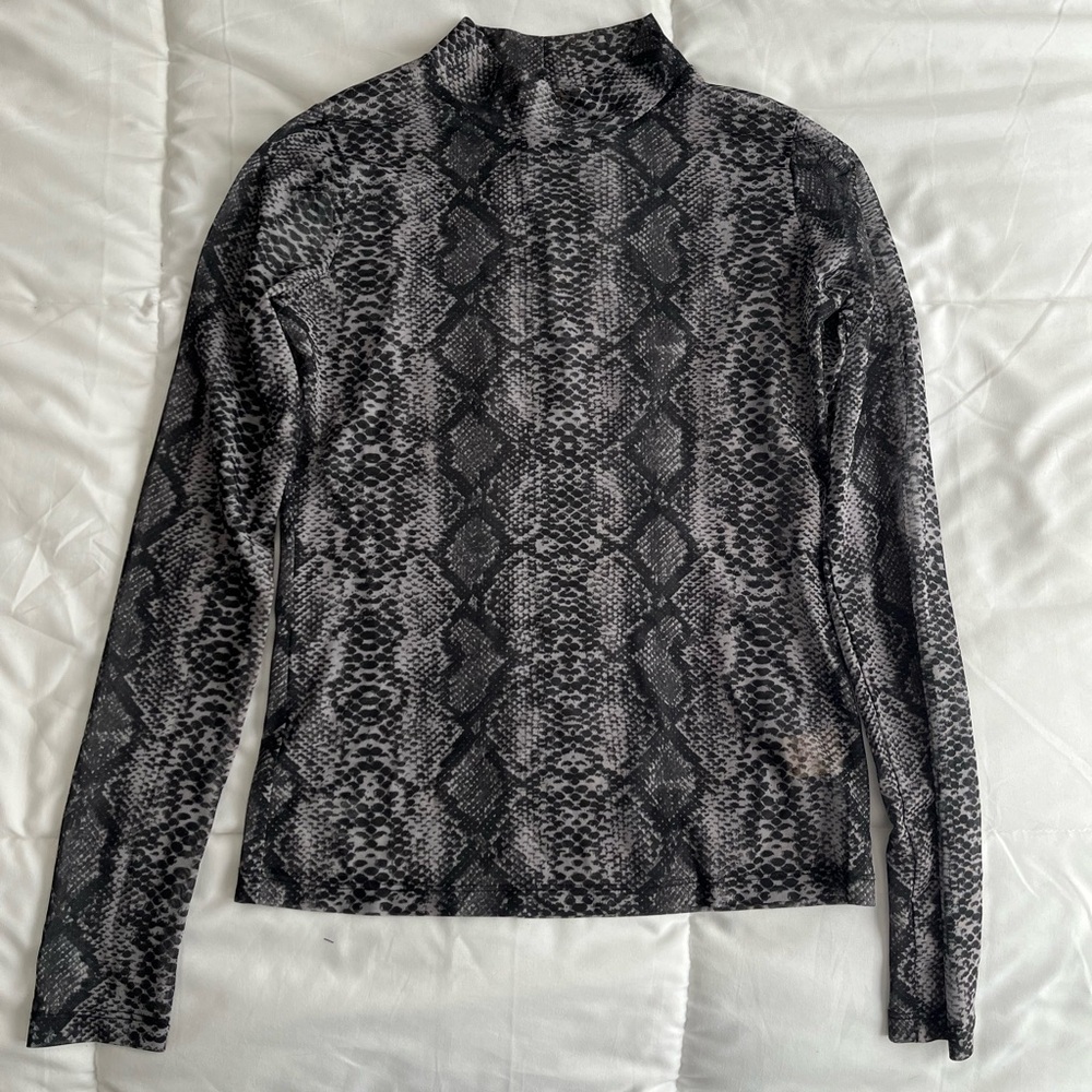 Hem & Thread Sheer Snake Print Long Sleeve